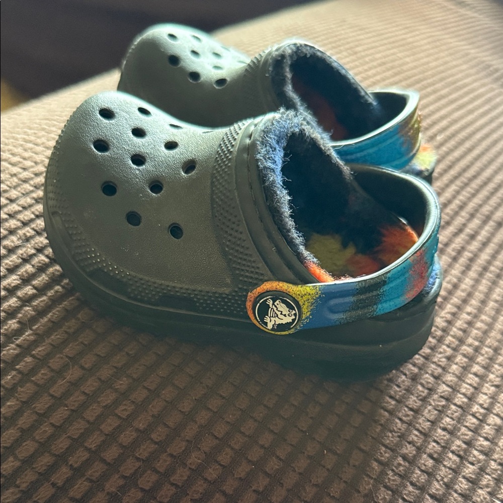 Kids Black and Multicolor Crocs
